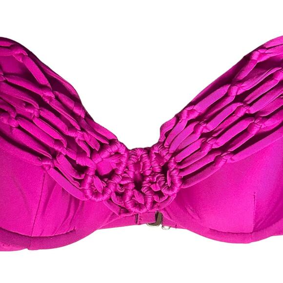 BECCA by Rebecca Virtue Women Padded Bathing Suit Bikini Top Magenta Pink M NWOT - Picture 3 of 10